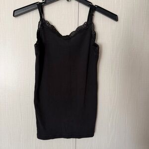 Faded Glory Black Camisole with Lace Detail Y2K